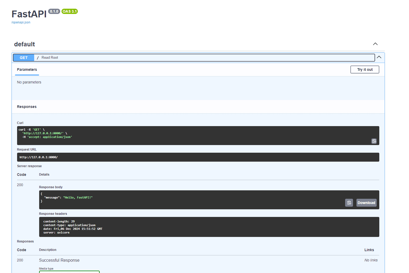 FastAPI Swagger Docs