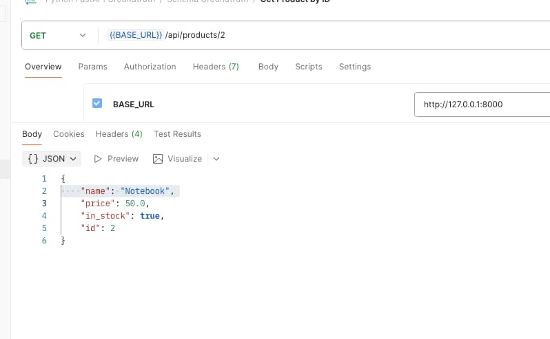 postman get product by id